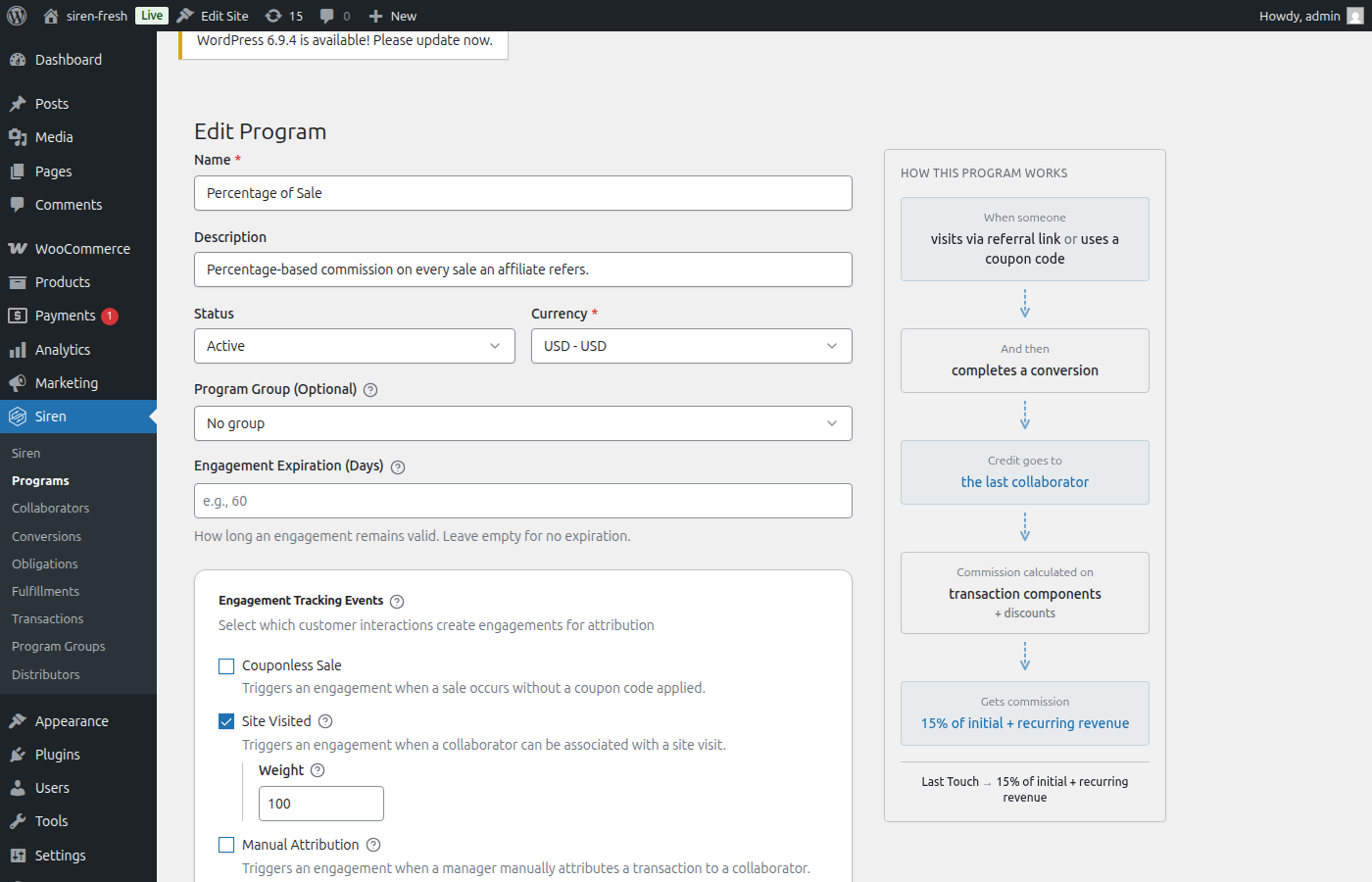 Siren Affiliates screenshot