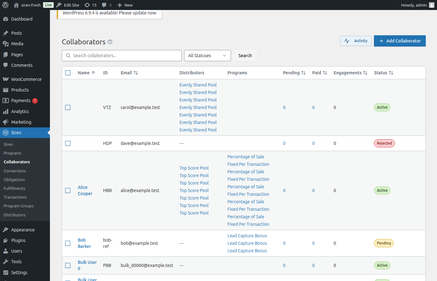 Siren Affiliates screenshot