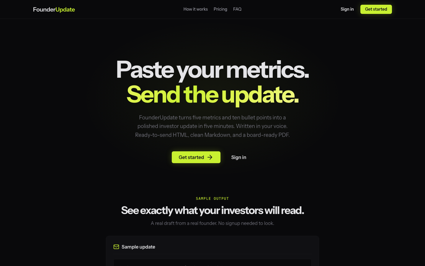 FounderUpdate screenshot