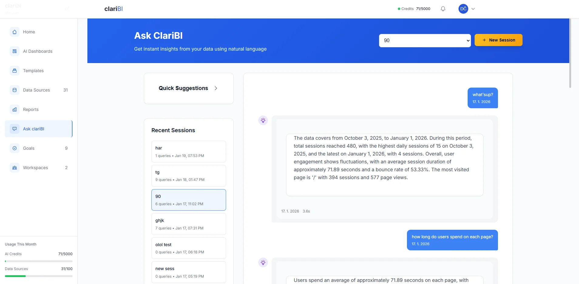 clariBI.com screenshot
