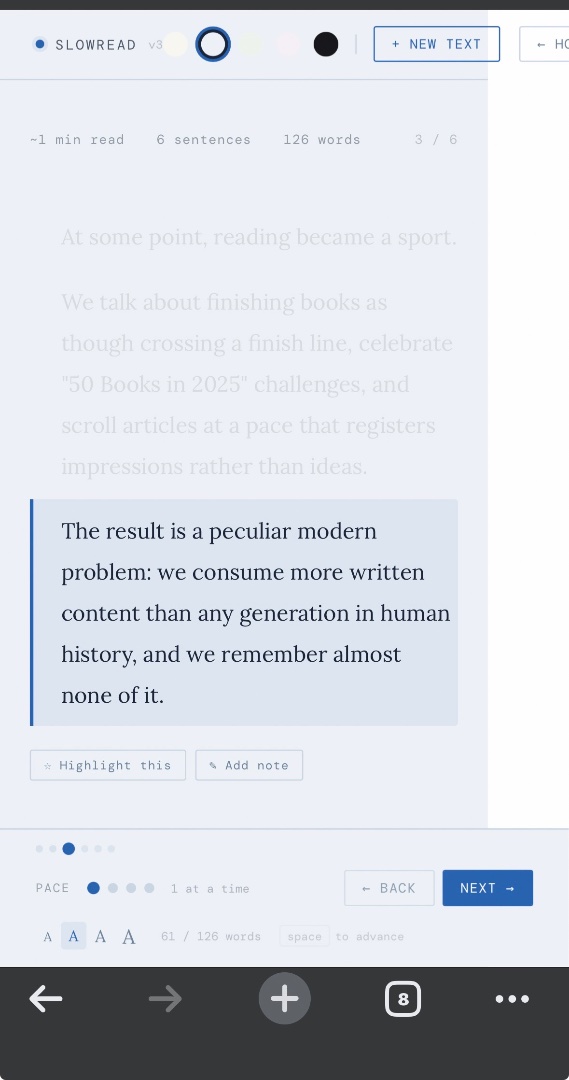SlowRead screenshot