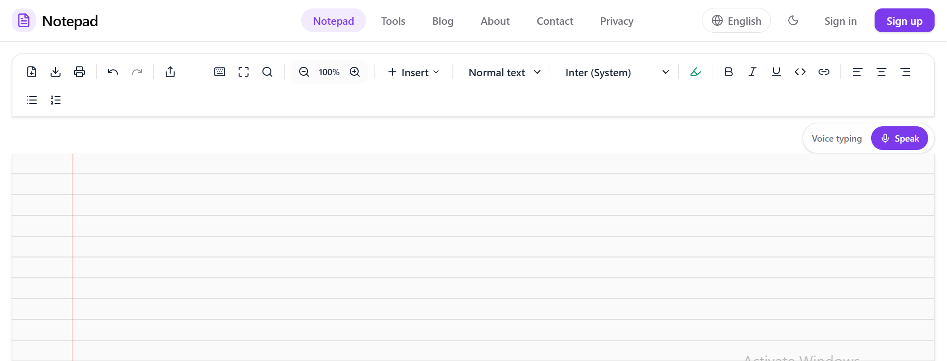 Notepad screenshot