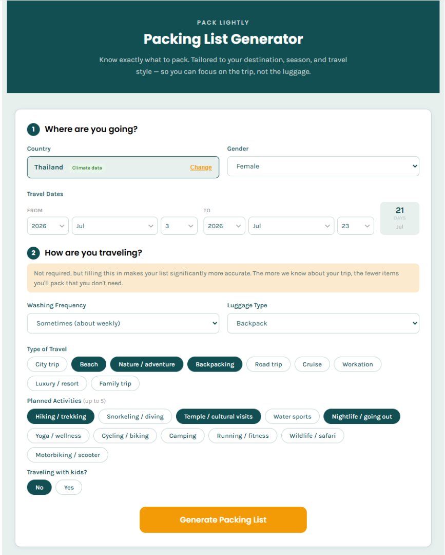 Pack Lightly screenshot