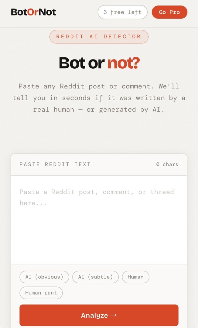 Reddit-Bot-or-Not screenshot
