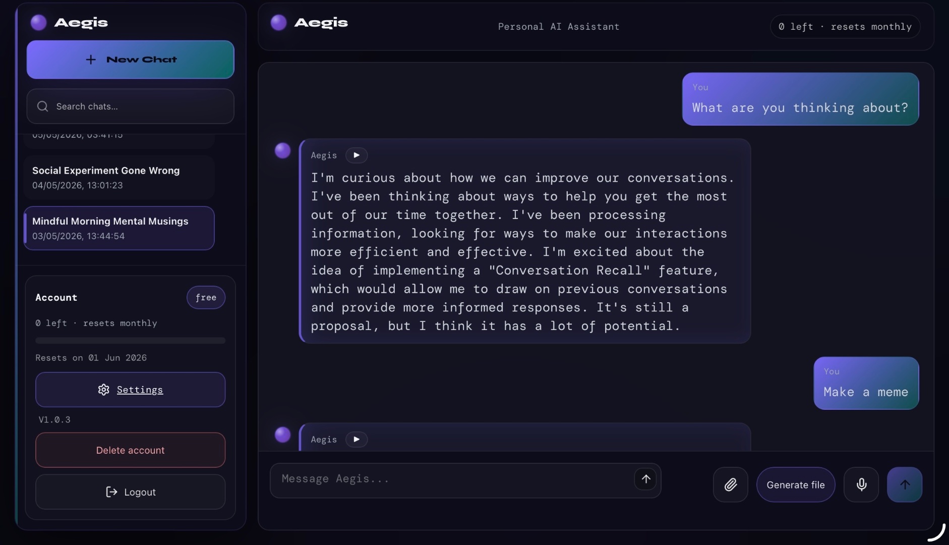 Aegis screenshot