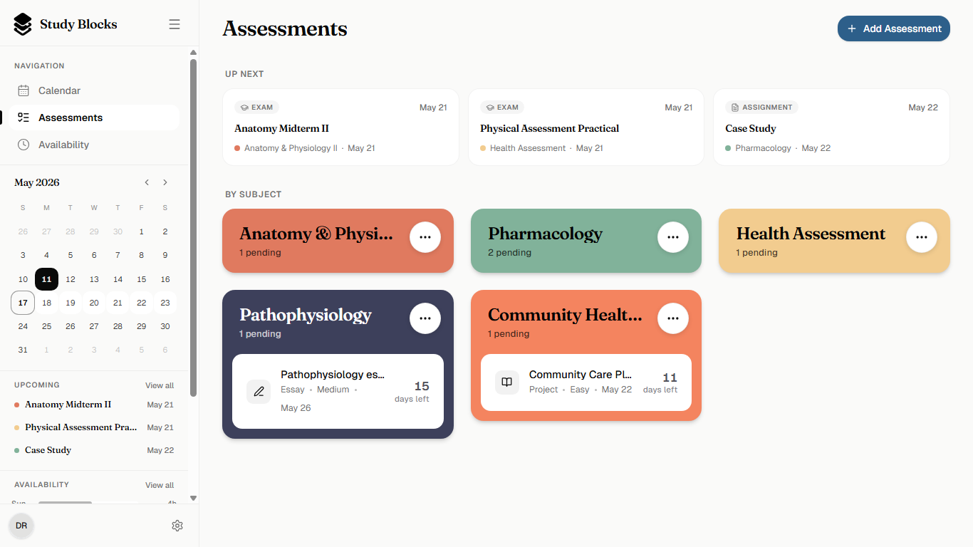 Study Blocks screenshot