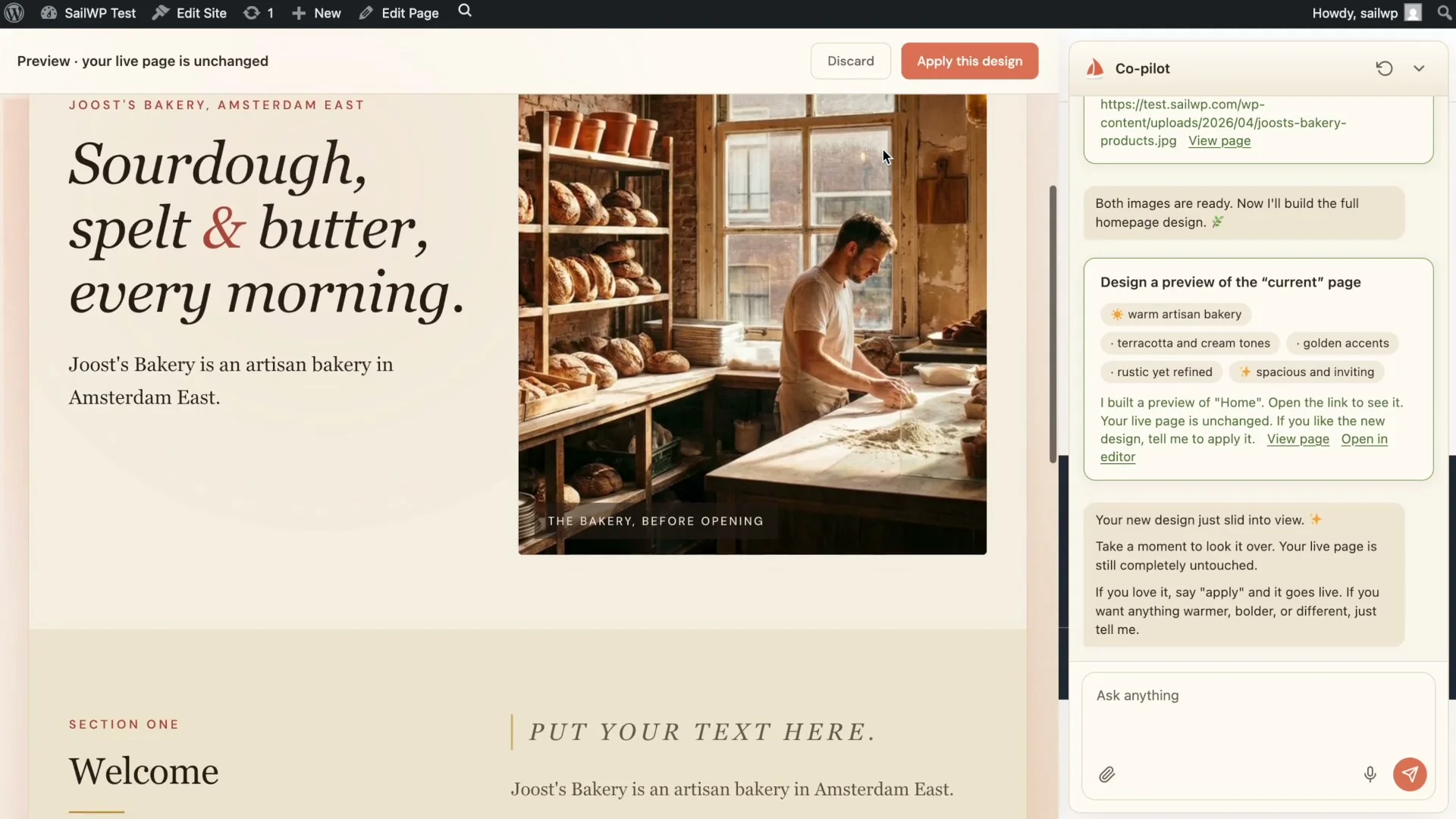 SailWP screenshot