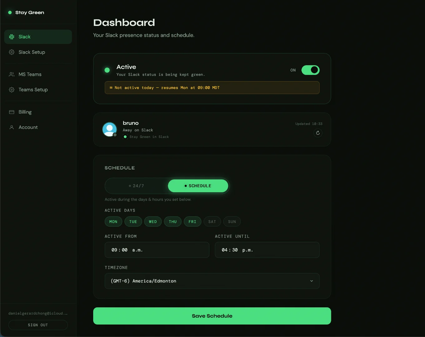 Stay Green On Slack screenshot