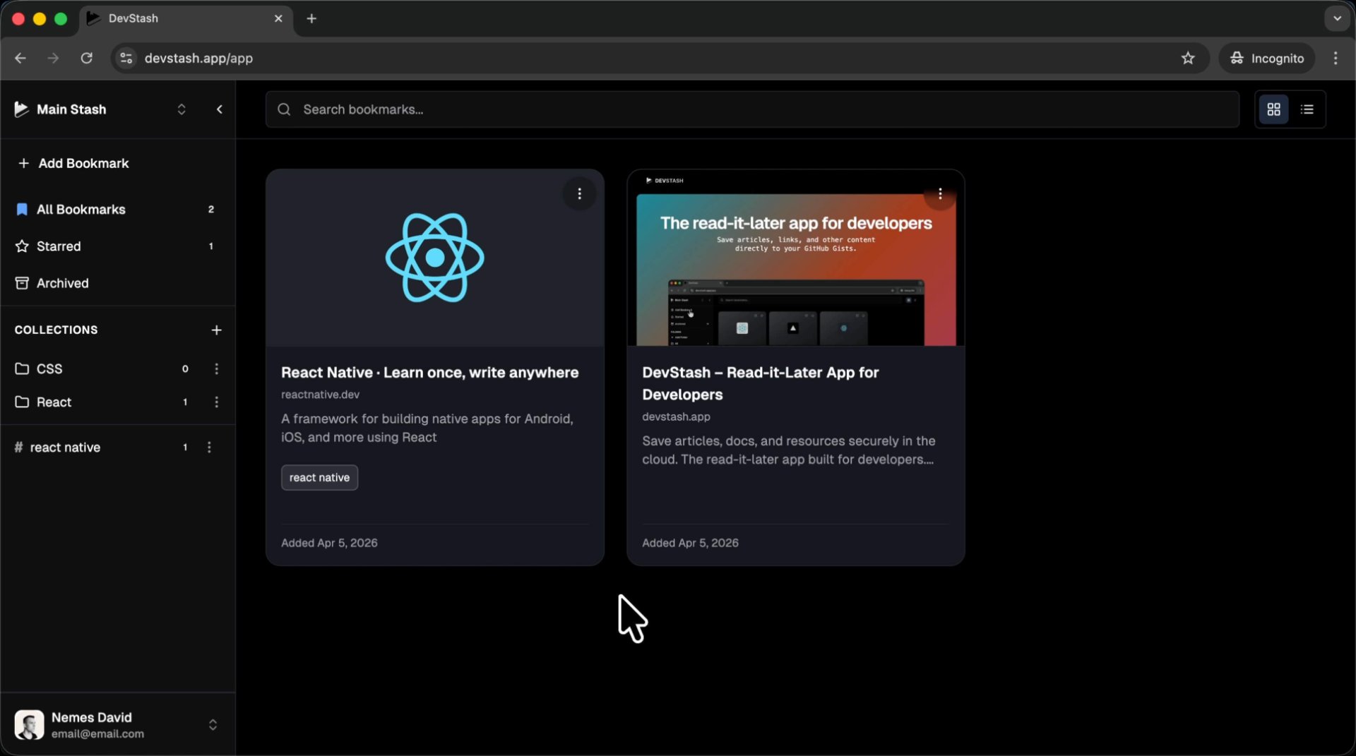 DevStash screenshot