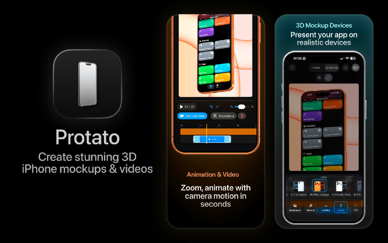 Protato 3D Mockup screenshot
