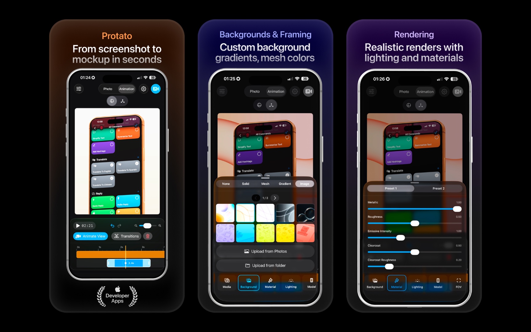 Protato 3D Mockup screenshot