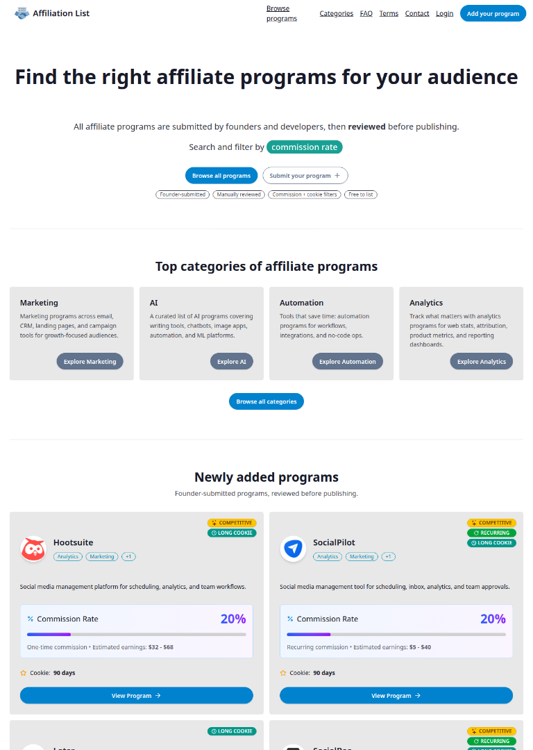 AffiliationList screenshot
