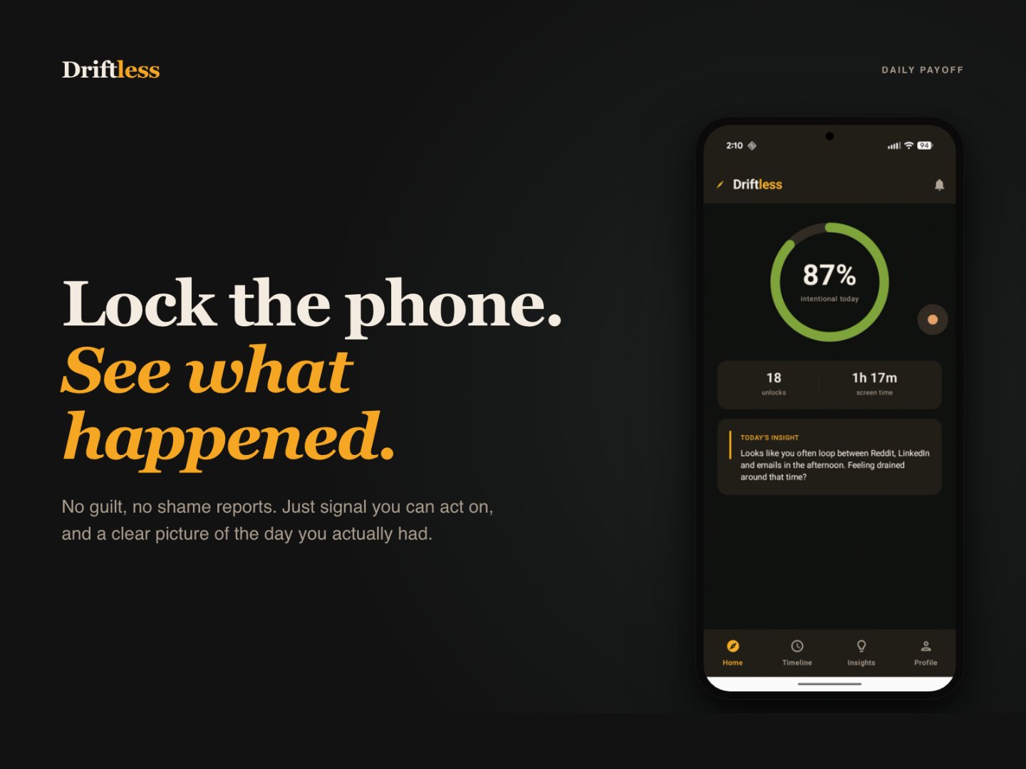Driftless - Screen Time Coach screenshot