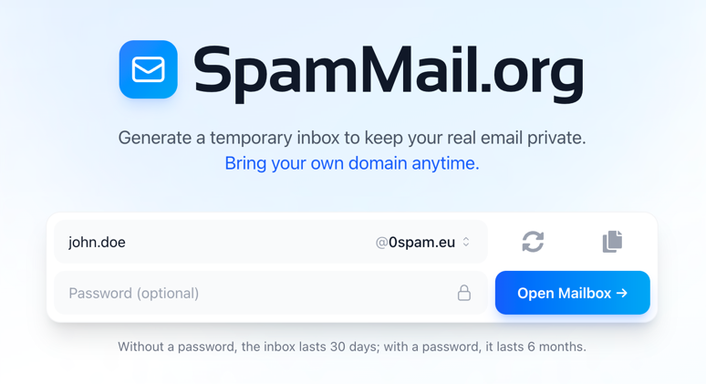 Spammail.org screenshot