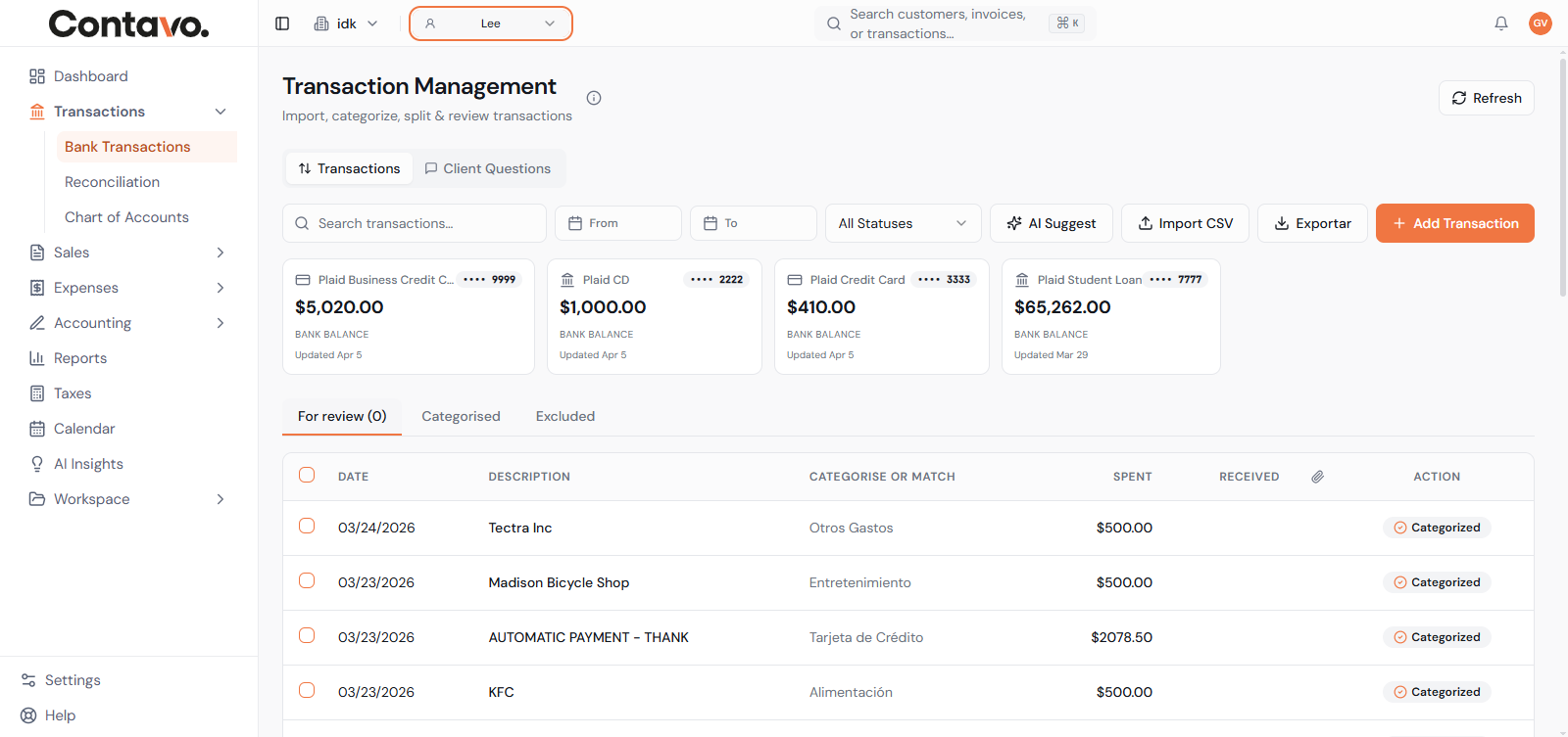 Contavo screenshot