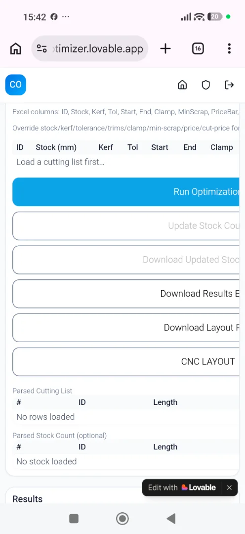 CutOptimizer screenshot
