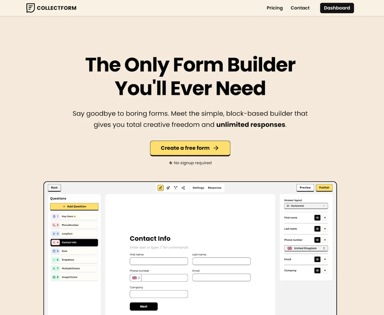 Collectform screenshot