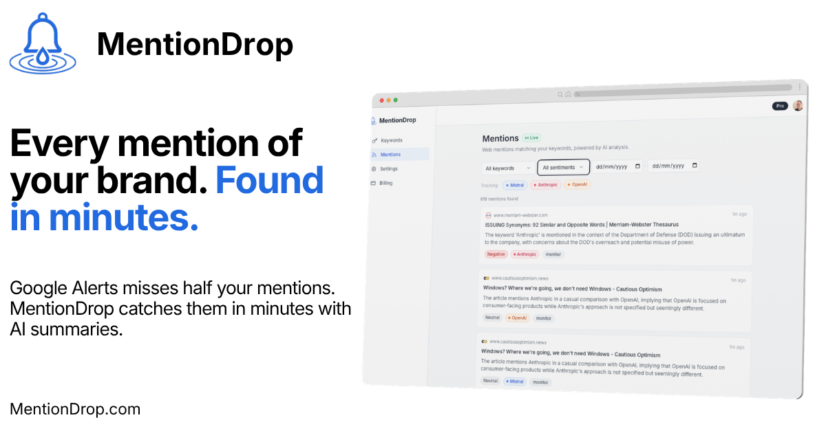 Mentiondrop screenshot