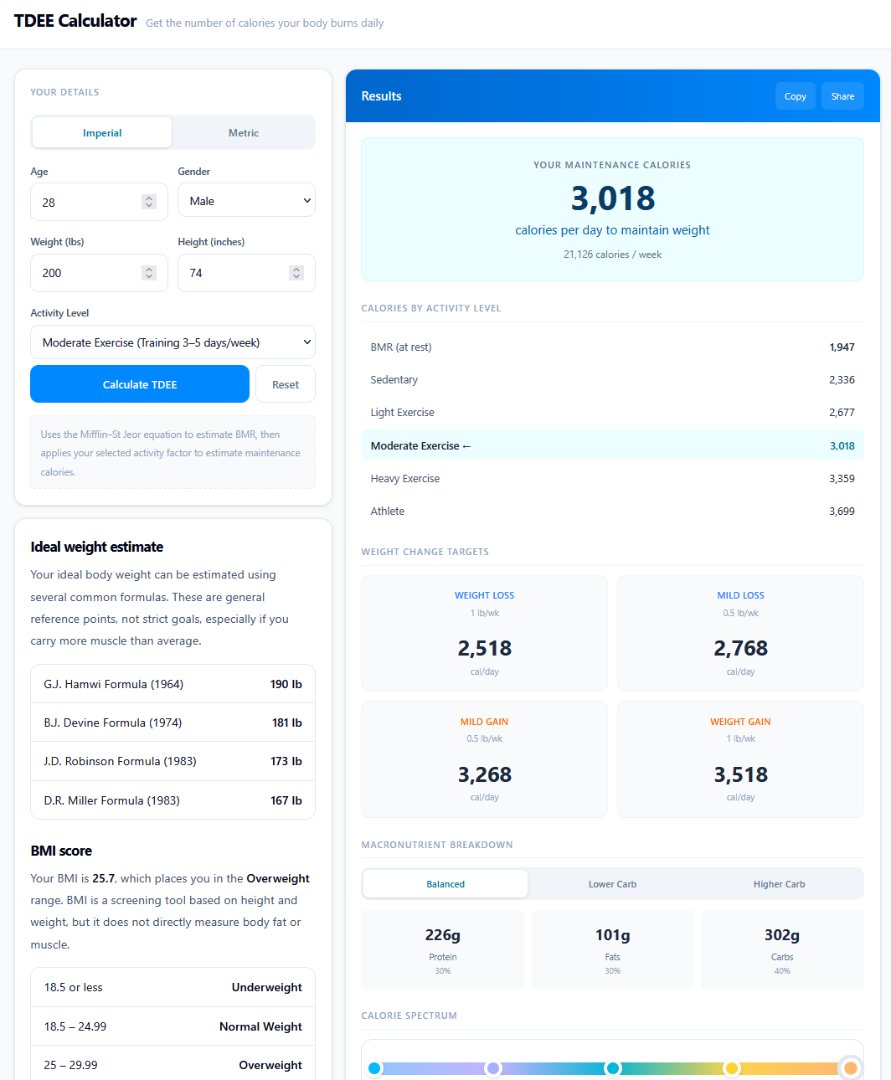 TDEE Calculator screenshot