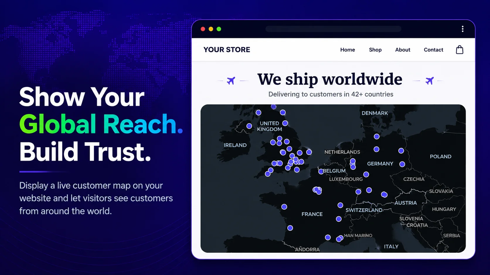 Customer Reach Map for WooCommerce screenshot