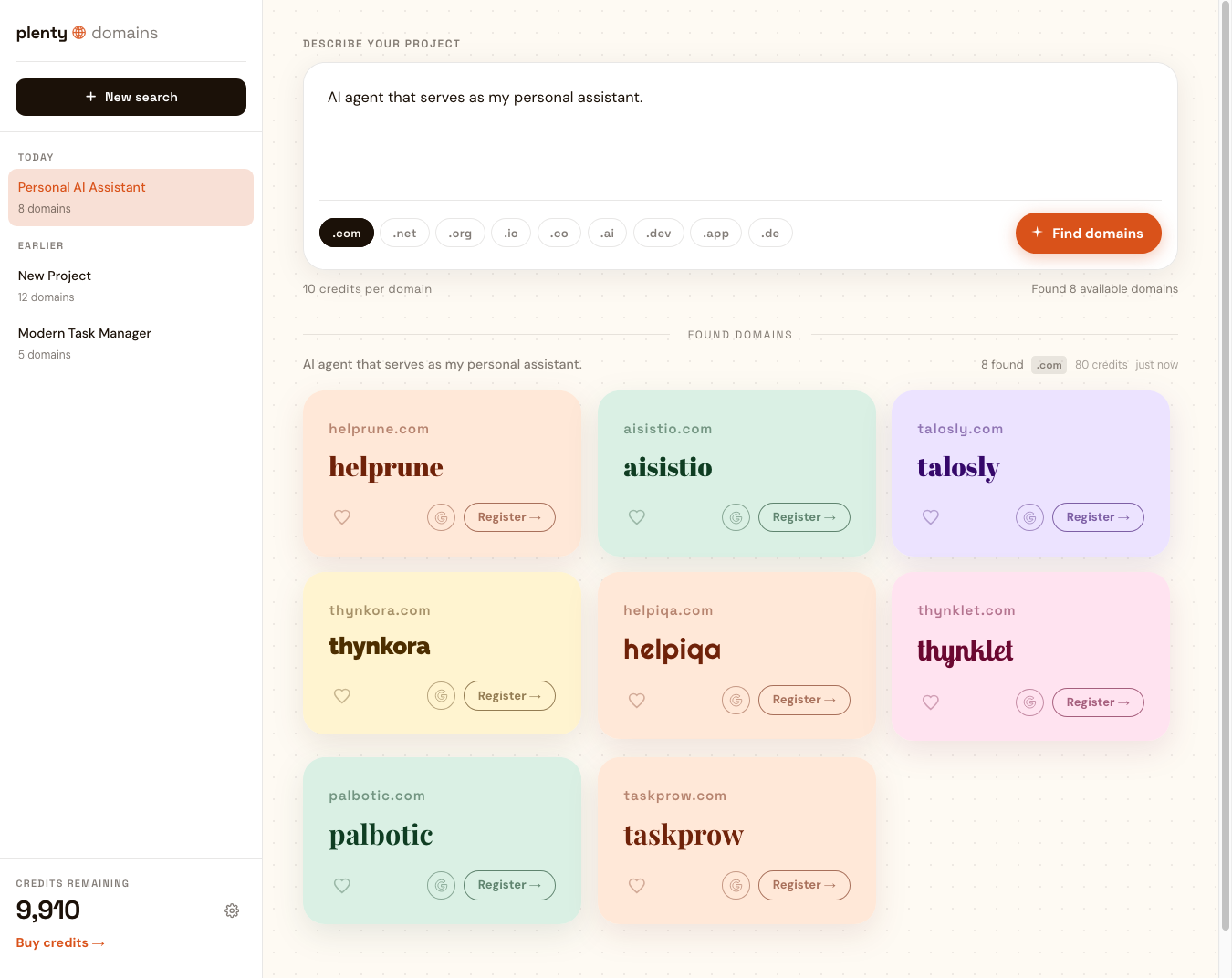 Plenty Domains screenshot