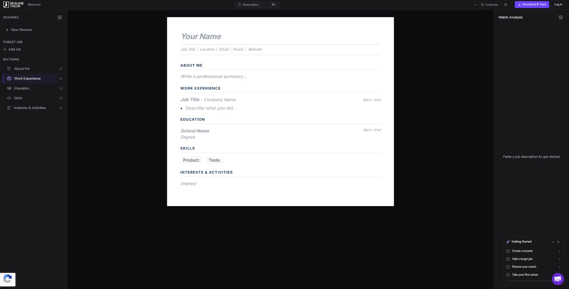 Resume Tailor screenshot