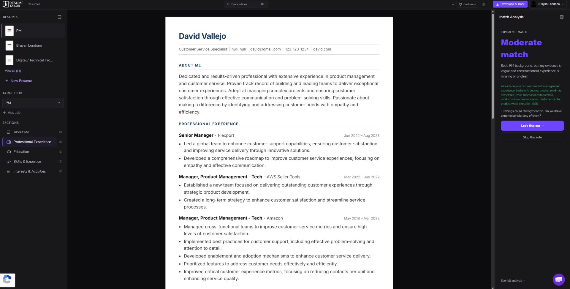 Resume Tailor screenshot