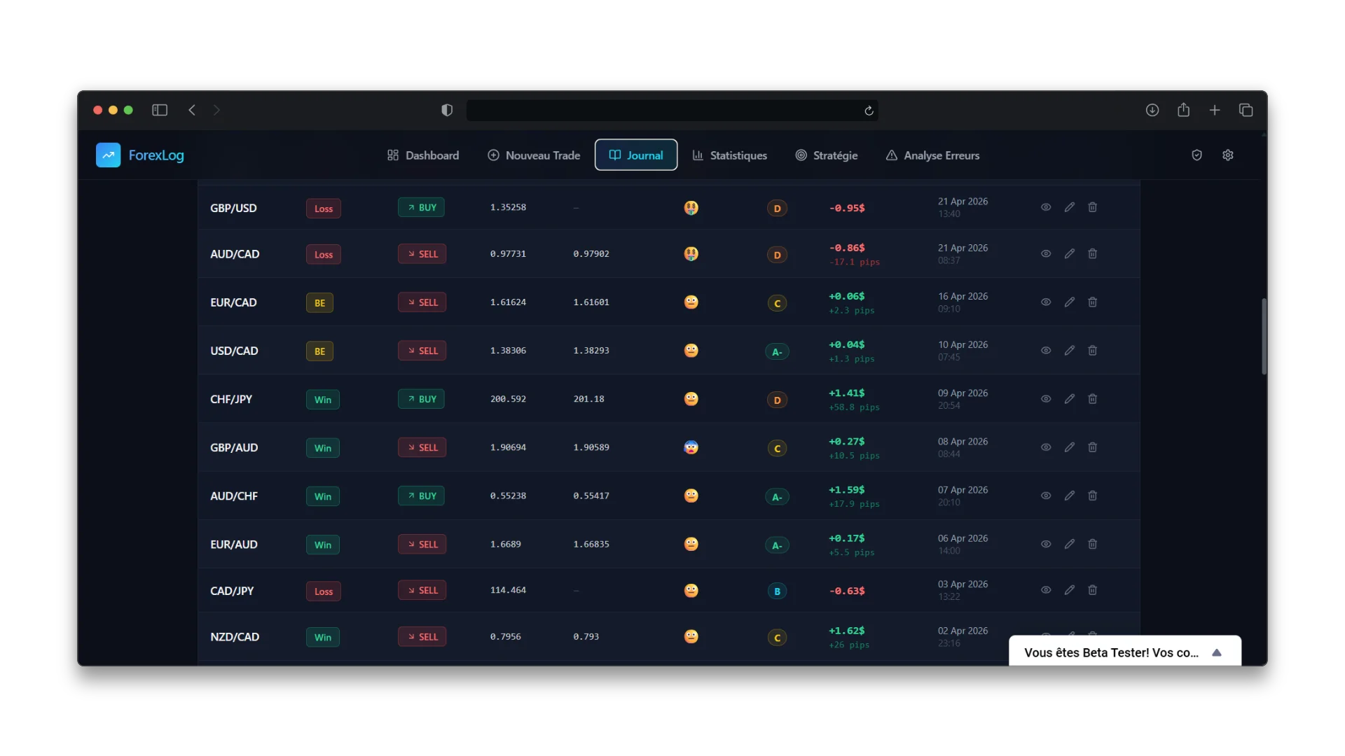 ForexLog - Forex Trading Journal screenshot