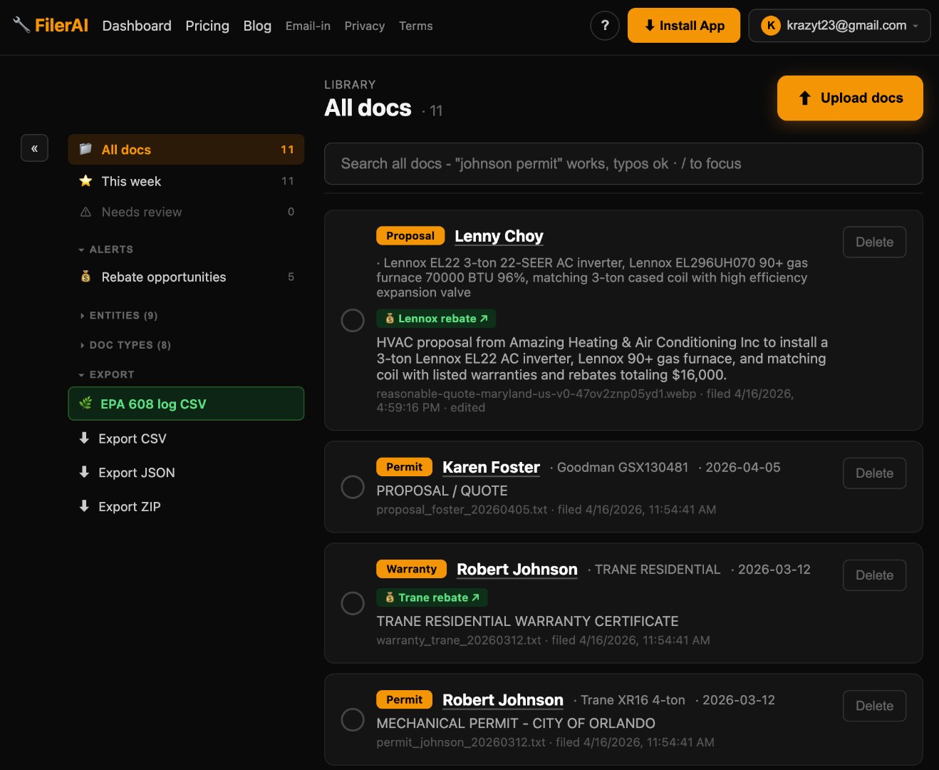 FilerAI screenshot