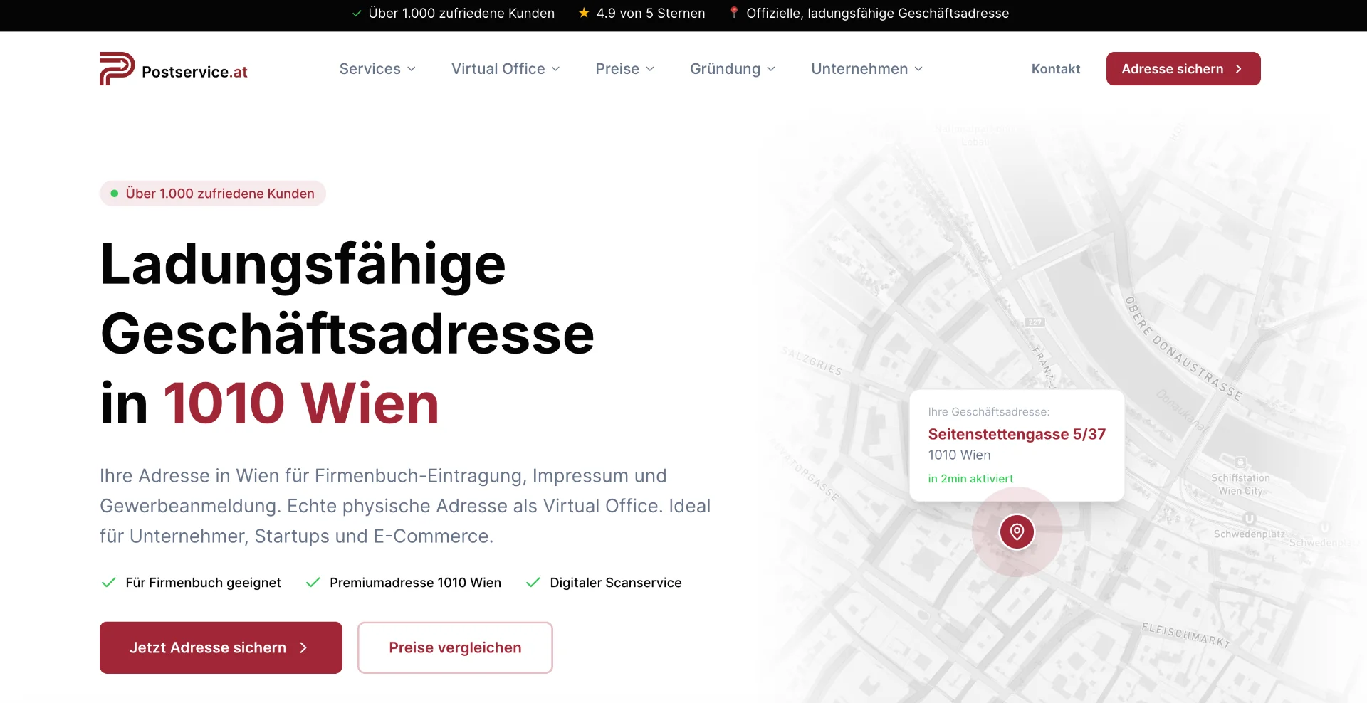 Postservice - Virtual Office in Vienna screenshot