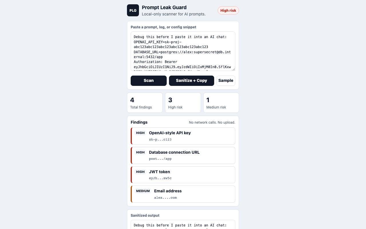 Prompt Leak Guard screenshot
