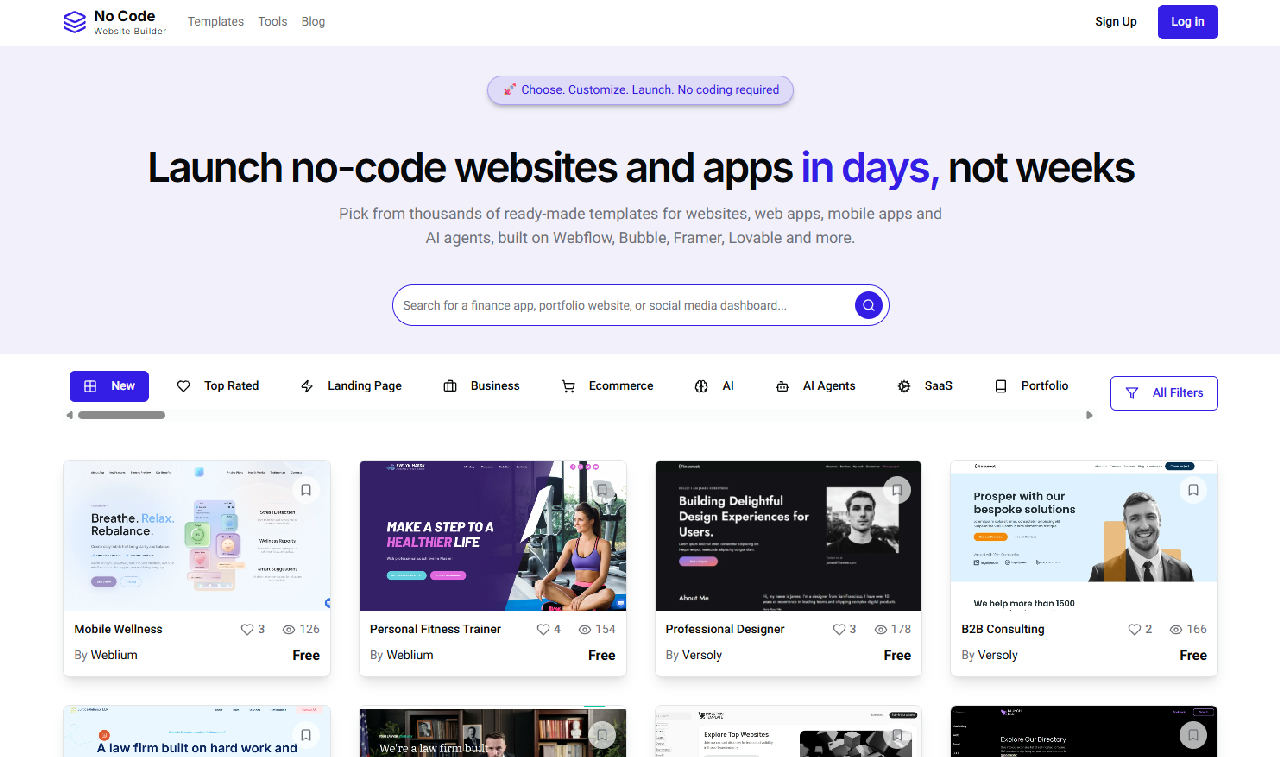 No Code Website Builder screenshot