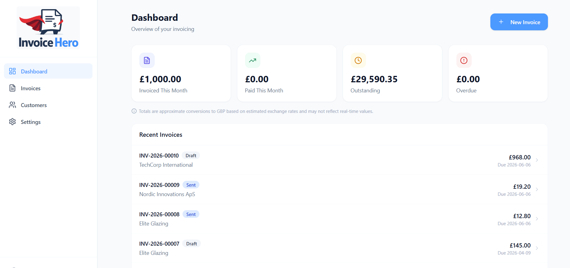 invoice hero screenshot