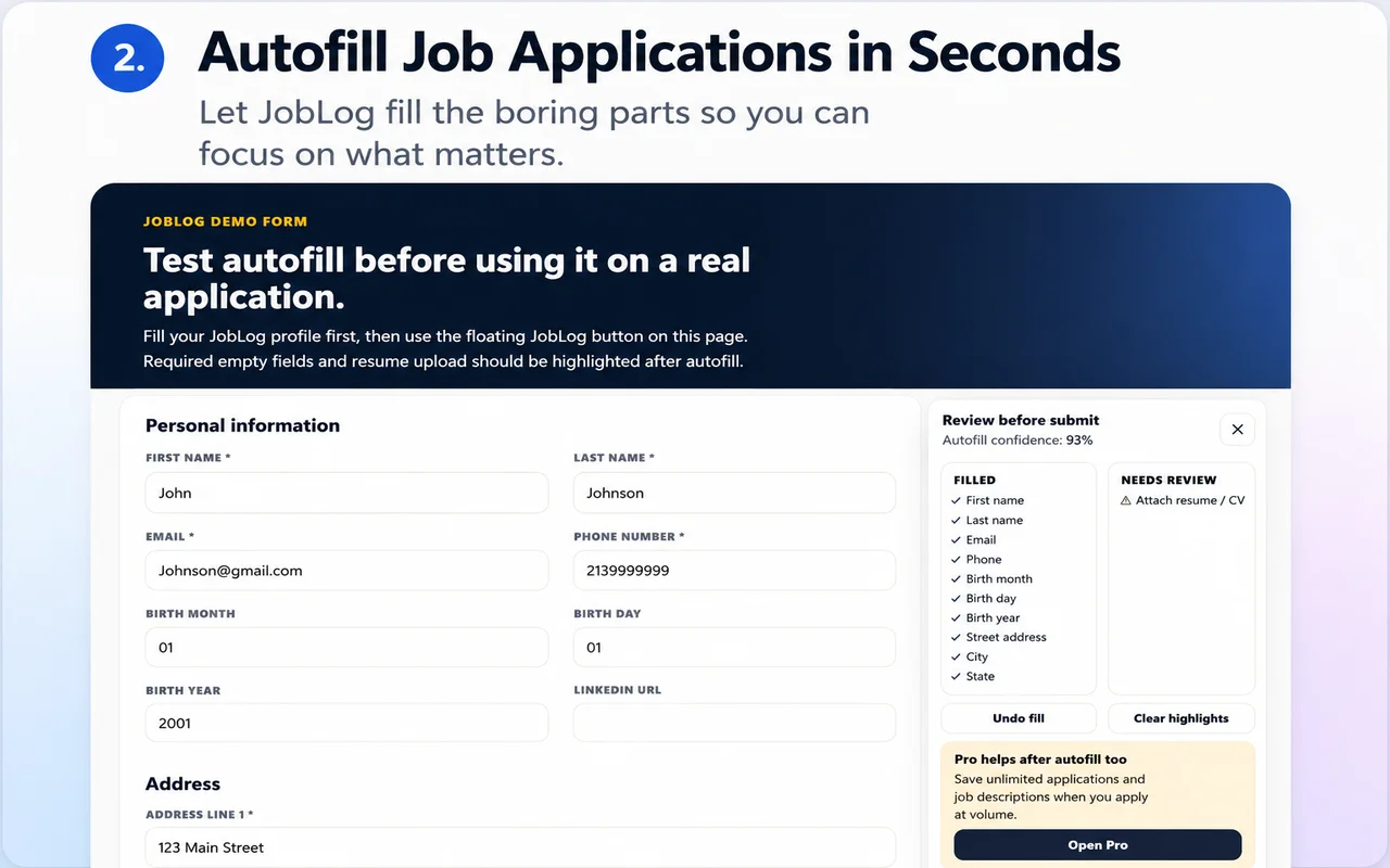JobLog screenshot