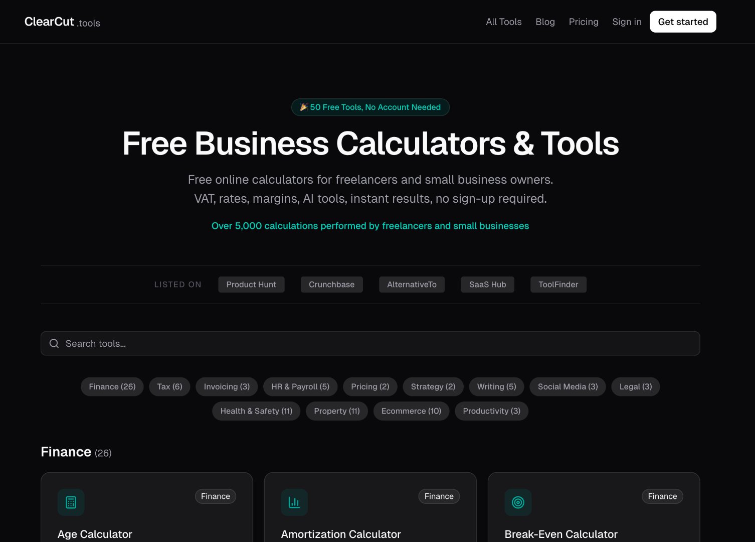 Clearcut.tools screenshot
