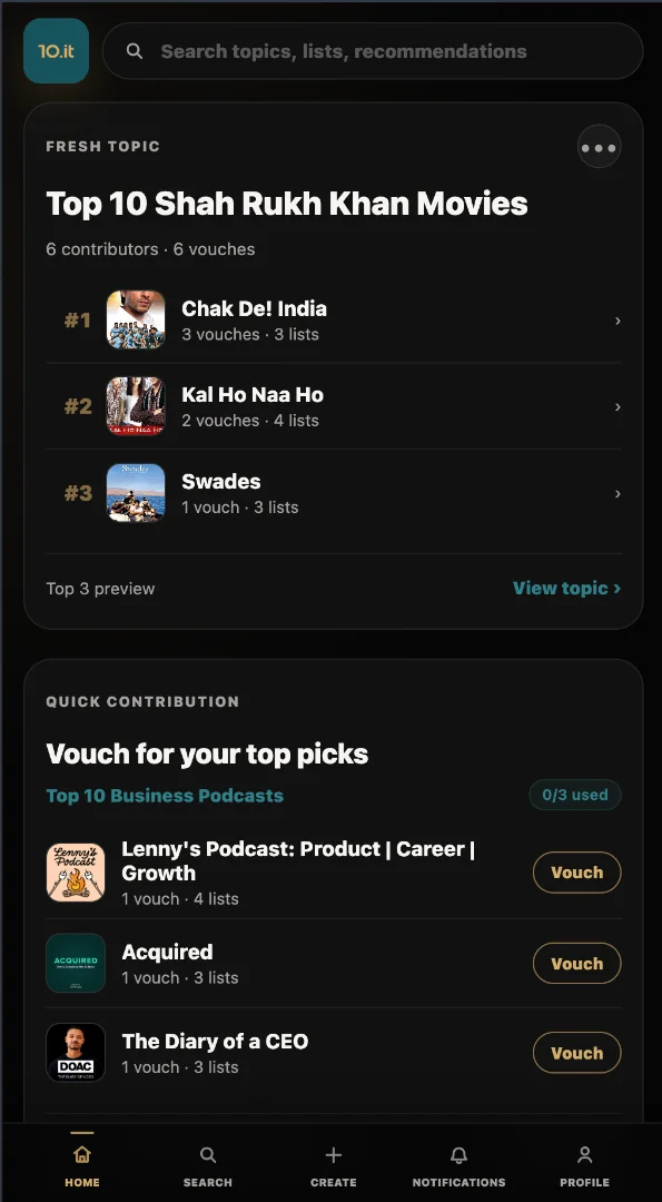 Tenit: Top 10 Everything screenshot